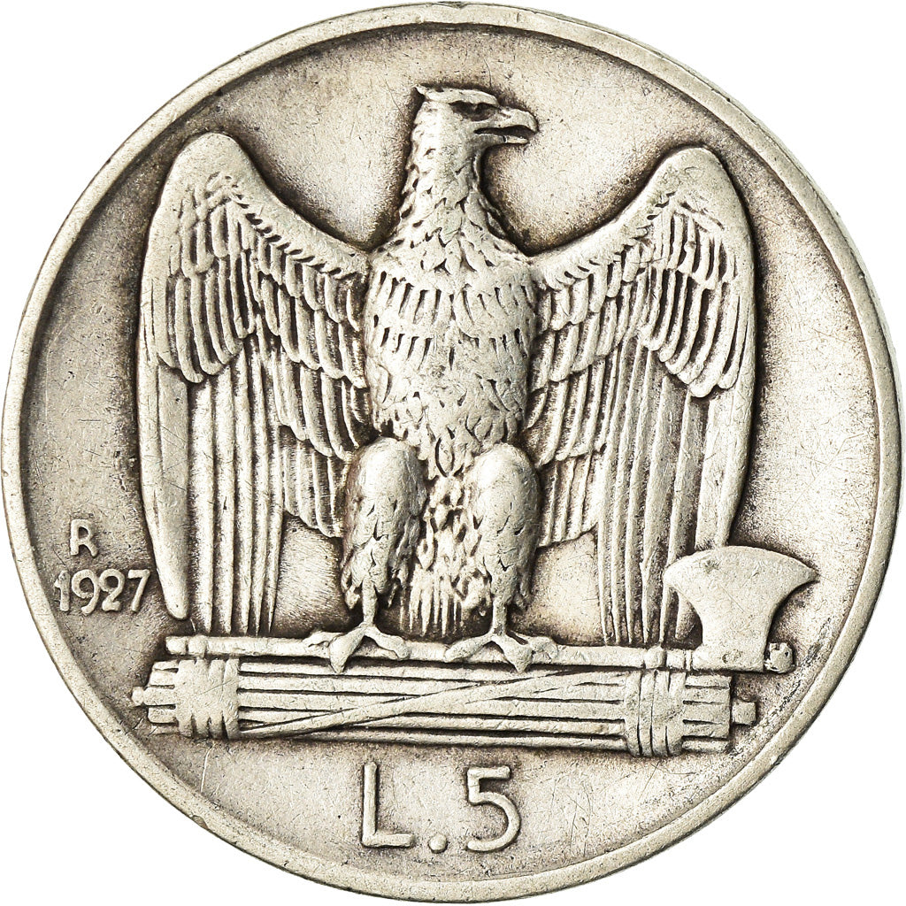Moneta, Italia, Vittorio Emanuele III, 5 Lire, 1927, Rome, BB, Argento, KM:67.2