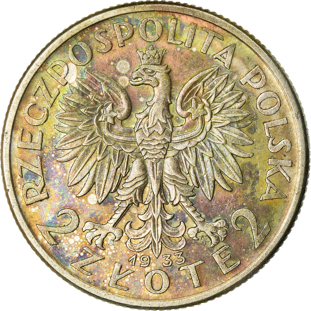 Coin, Poland, 2 Zlote, 1933, Warsaw, AU(50-53), Silver, KM:20
