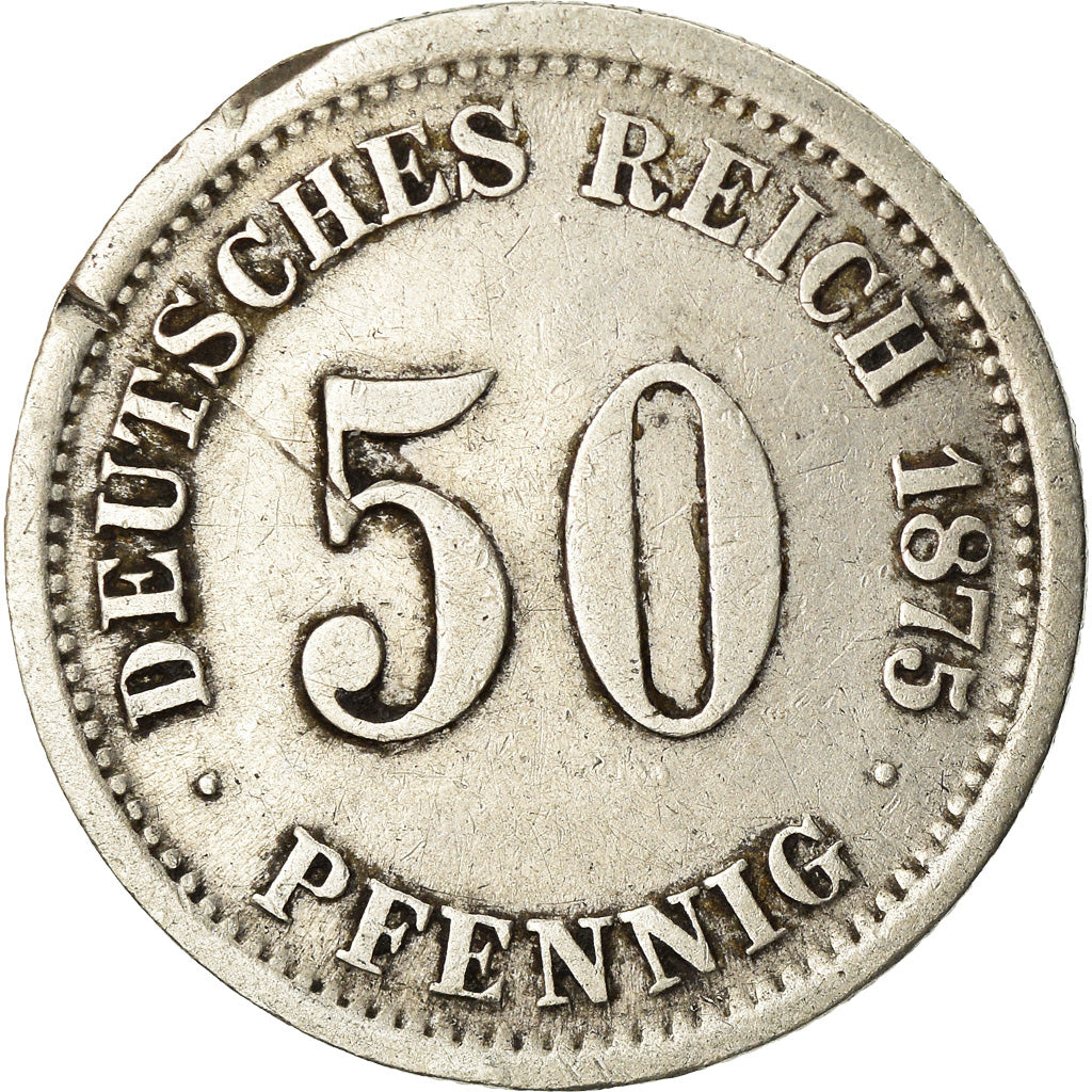 Coin, GERMANY - EMPIRE, Wilhelm I, 50 Pfennig, 1875, Munich, VF(30-35), Silver
