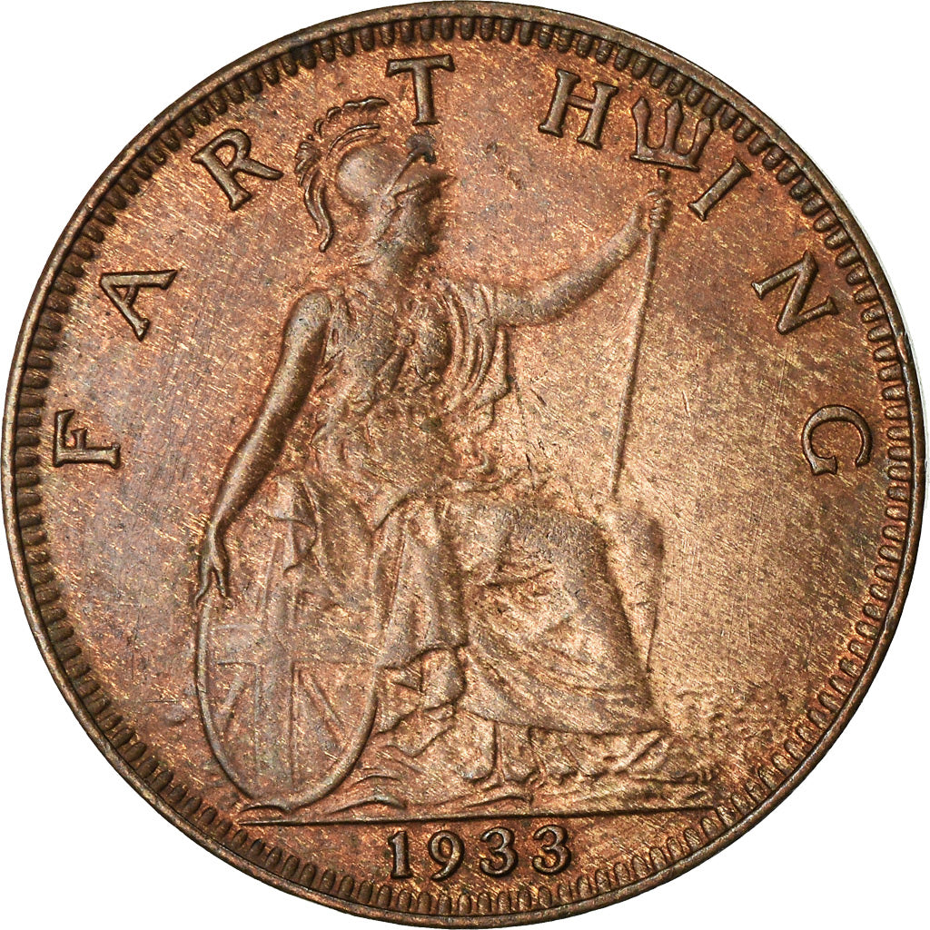 Coin, Great Britain, George V, Farthing, 1933, AU(55-58), Bronze, KM:825
