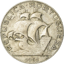 Coin, Portugal, 2-1/2 Escudos, 1951, EF(40-45), Silver, KM:580