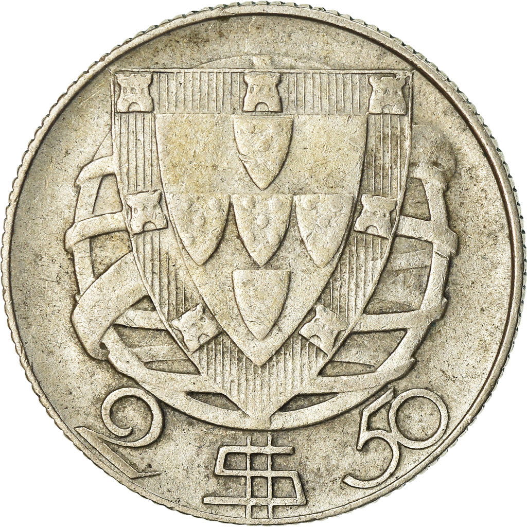 Coin, Portugal, 2-1/2 Escudos, 1951, EF(40-45), Silver, KM:580