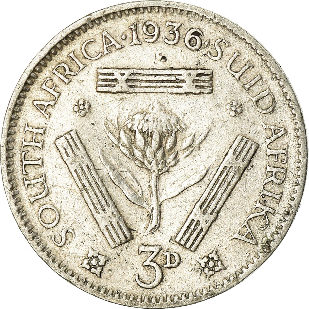 Coin, South Africa, George V, 3 Pence, 1936, EF(40-45), Silver, KM:15.2