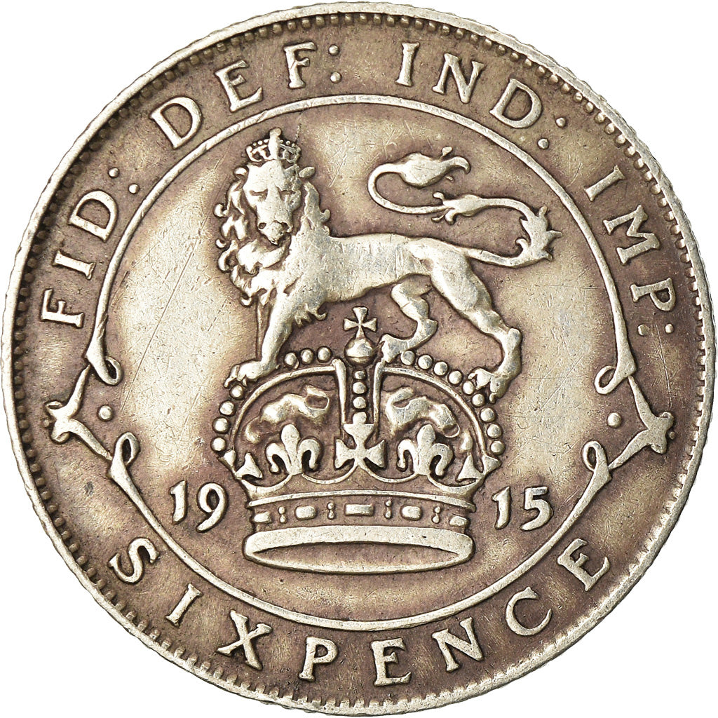 Coin, Great Britain, George V, 6 Pence, 1915, VF(30-35), Silver, KM:815