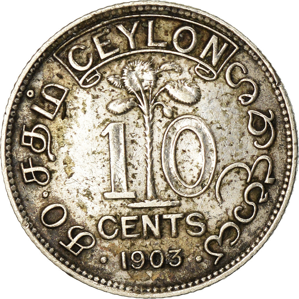 Coin, Ceylon, Edward VII, 10 Cents, 1903, EF(40-45), Silver, KM:97