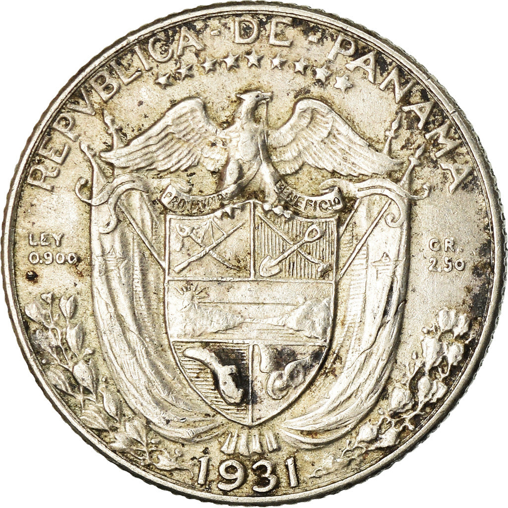 Coin, Panama, 1/10 Balboa, 1931, AU(50-53), Silver, KM:10.1