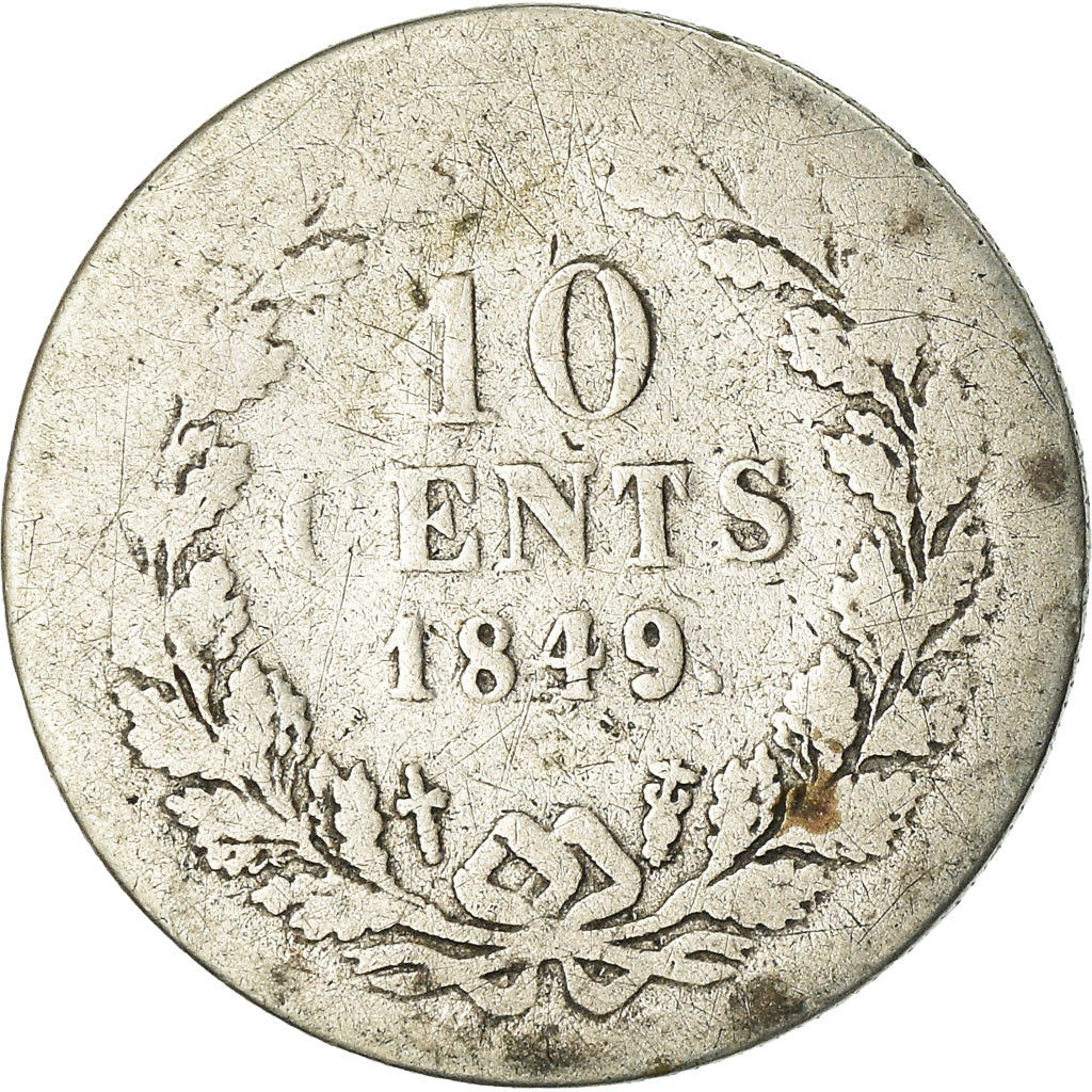Coin, Netherlands, William II, 10 Cents, 1849, VF(20-25), Silver, KM:75