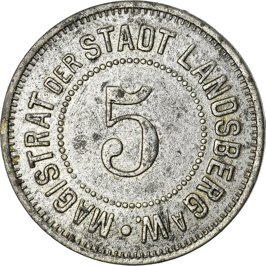 Coin, Germany, Kleingeldersatz, Landsberg an der Warthe, 5 Pfennig, EF(40-45)