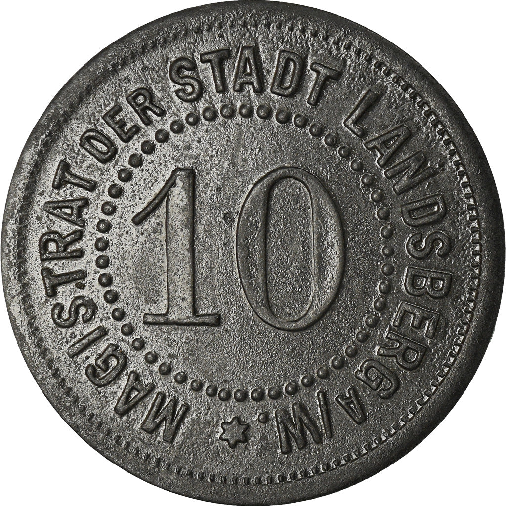 Moeda, Alemanha, Kleingeldersatz, Landsberg an der Warthe, 10 Pfennig