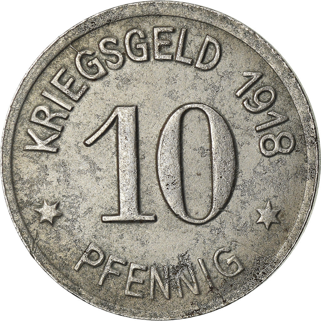 Monnaie, Allemagne, Kriegsgeld, Lauban, 10 Pfennig, 1918, TTB+, Iron