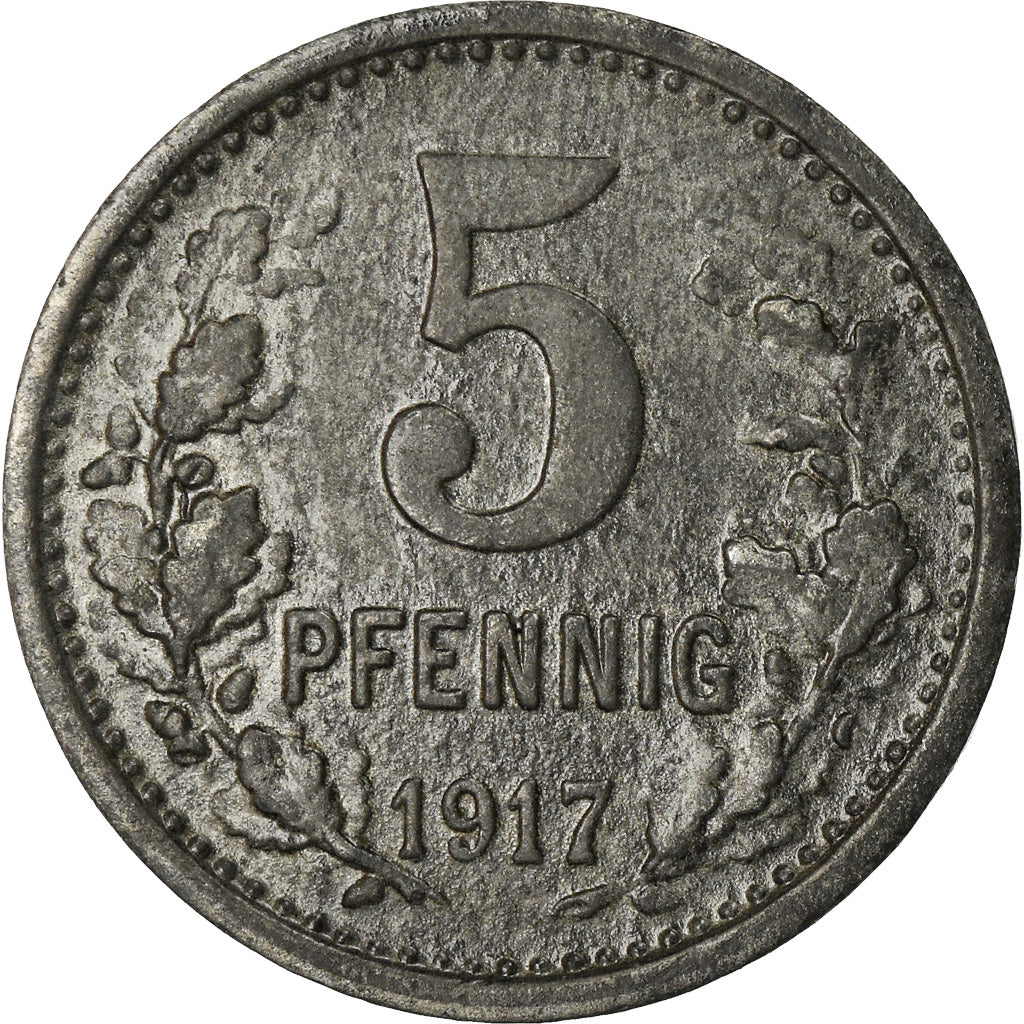 Coin, Germany, Kriegsgeld, Iserlohn, 5 Pfennig, 1917, EF(40-45), Zinc