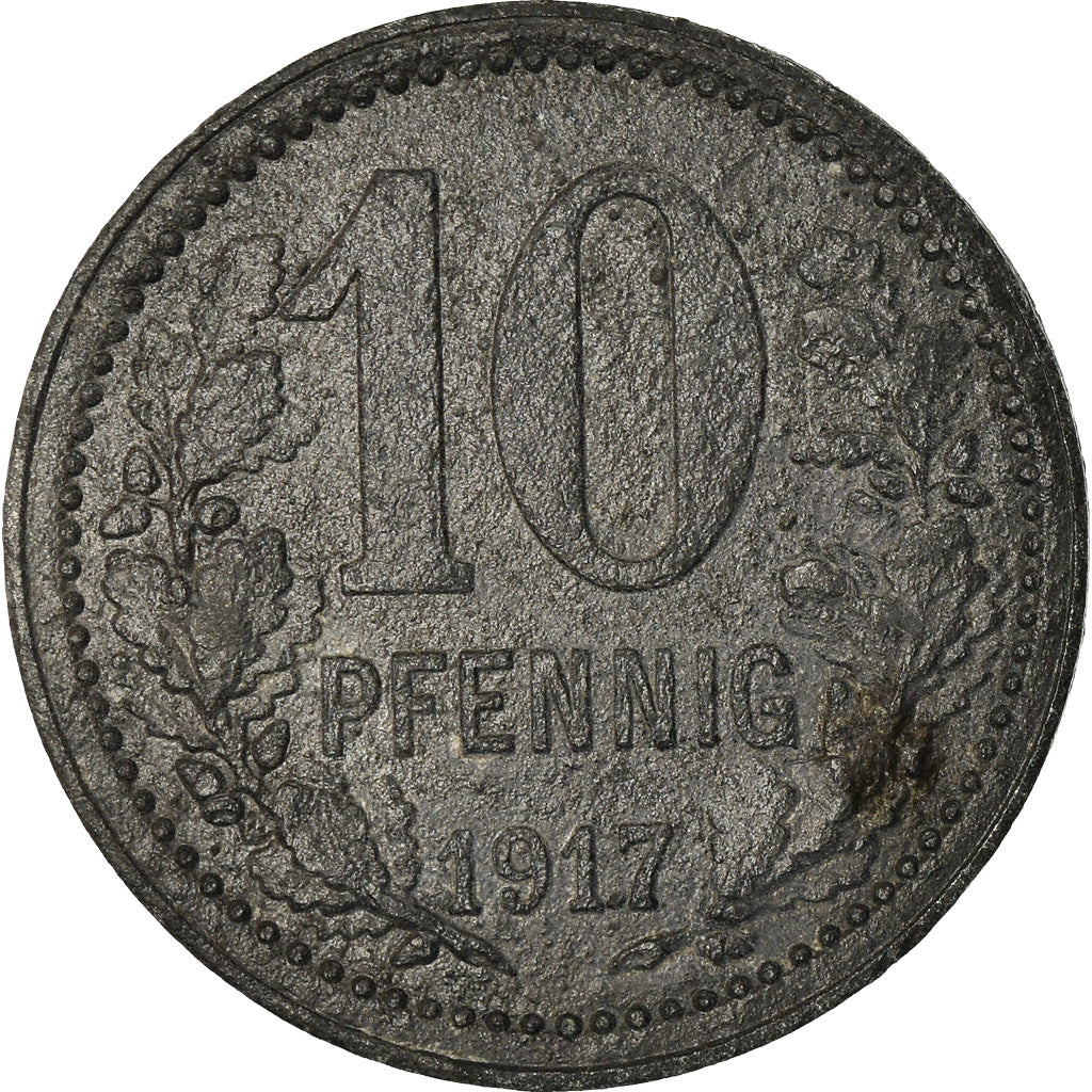 Coin, Germany, Kriegsgeld, Iserlohn, 10 Pfennig, 1917, EF(40-45), Zinc