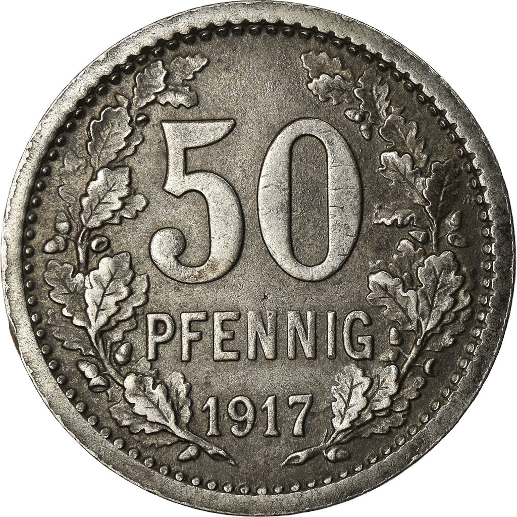 Coin, Germany, Kriegsgeld, Iserlohn, 50 Pfennig, 1917, AU(50-53), Iron
