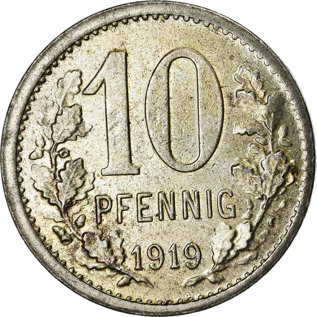 Coin, Germany, Kriegsgeld, Iserlohn, 10 Pfennig, 1919, AU(55-58), Iron