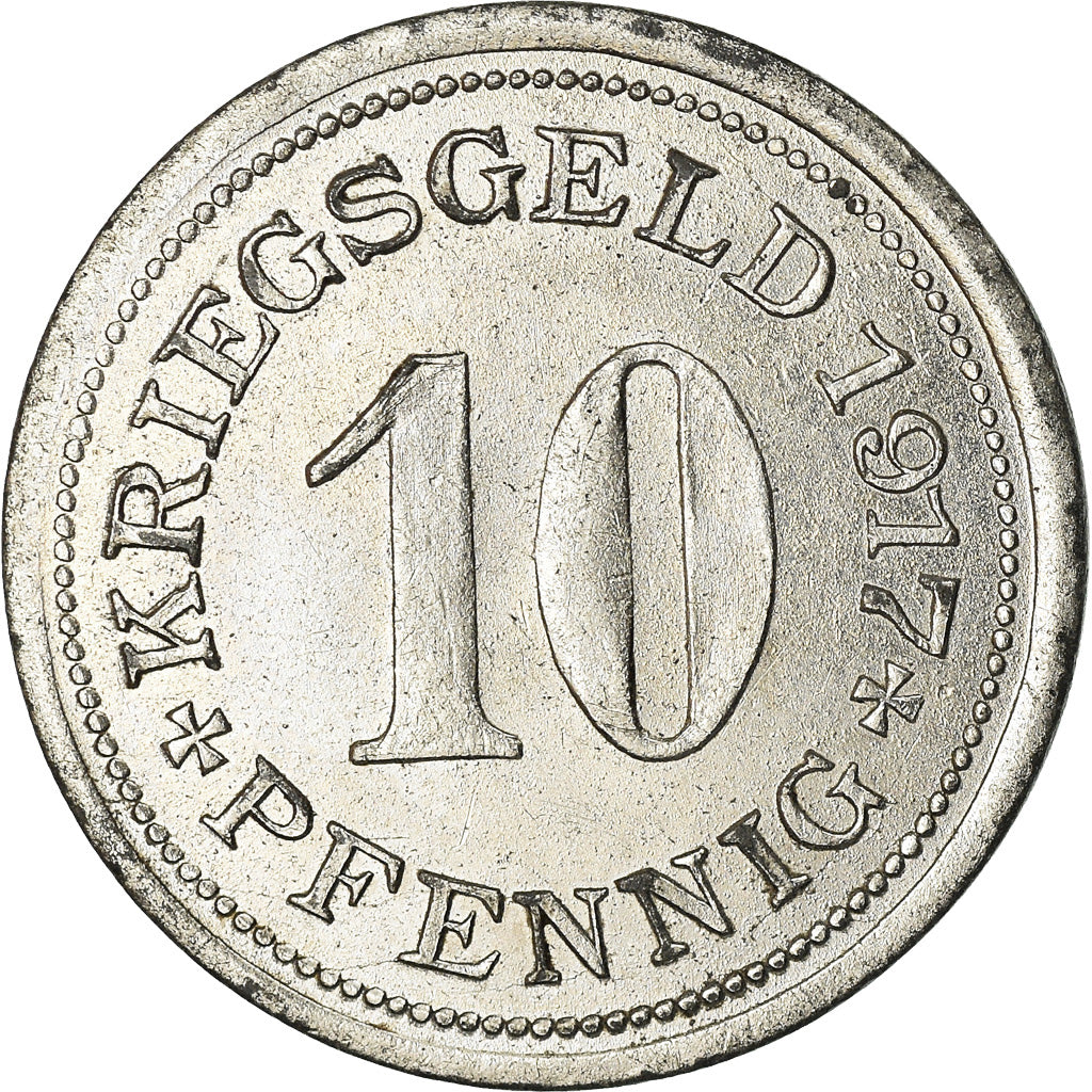 Coin, Germany, Kriegsgeld, Hörde, 10 Pfennig, 1917, AU(55-58), Nickel plated