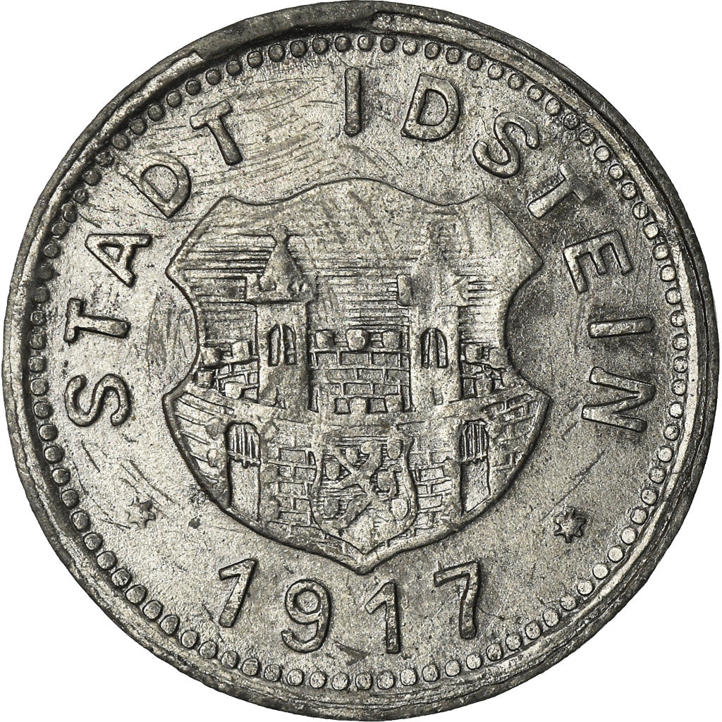Moneta, Niemcy, Kleingeldersatzmarke, Idstein, 10 Pfennig, 1917, EF(40-45), Cynk