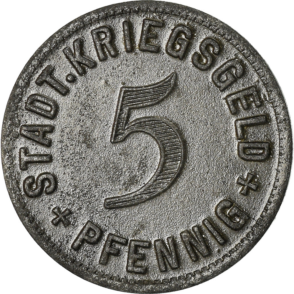 Coin, Germany, Kriegsgeld, Kirchheim, 5 Pfennig, 1917, AU(55-58), Iron