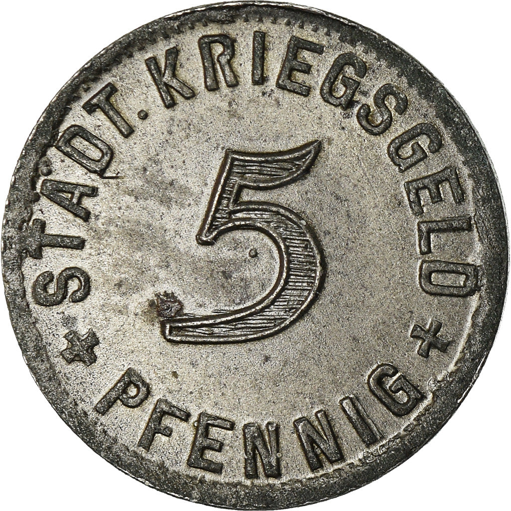 Coin, Germany, Kriegsgeld, Kirchheim, 5 Pfennig, 1917, AU(55-58), Iron