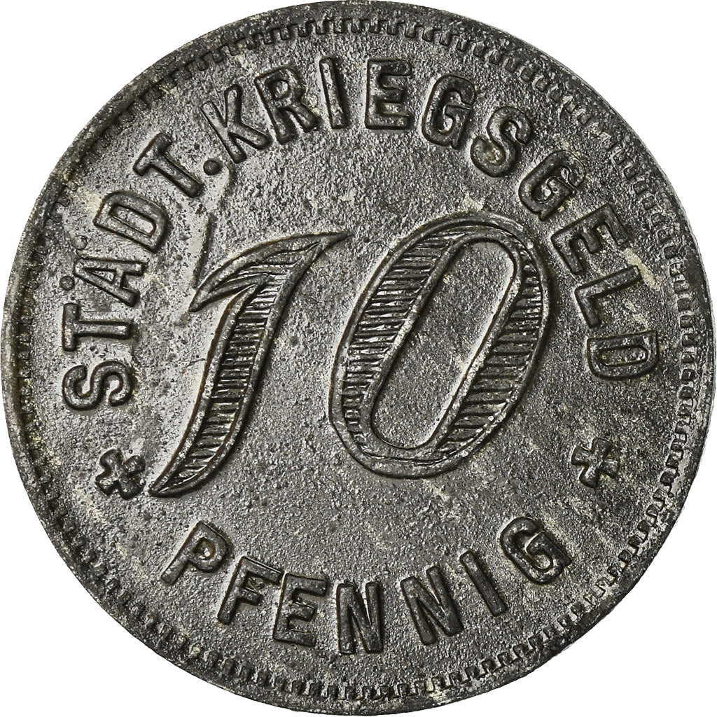 Coin, Germany, Kriegsgeld, Kirchheim, 10 Pfennig, 1919, AU(55-58), Zinc