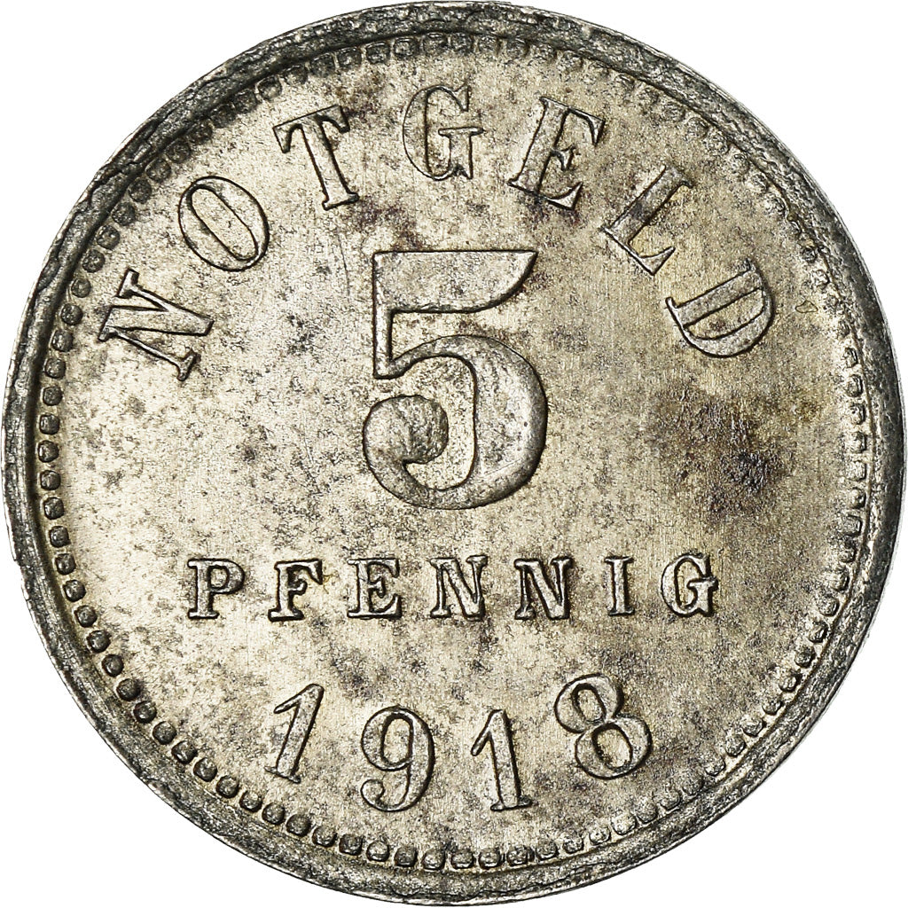 Moneta, Germania, Notgeld, Kissingen, 5 Pfennig, 1918, BB+, Ferro