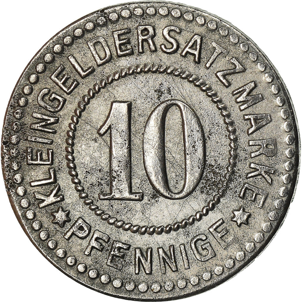 Coin, Germany, Kleingeldersatzmarke, Kolberg, 10 Pfennig, 1918, AU(50-53), Iron