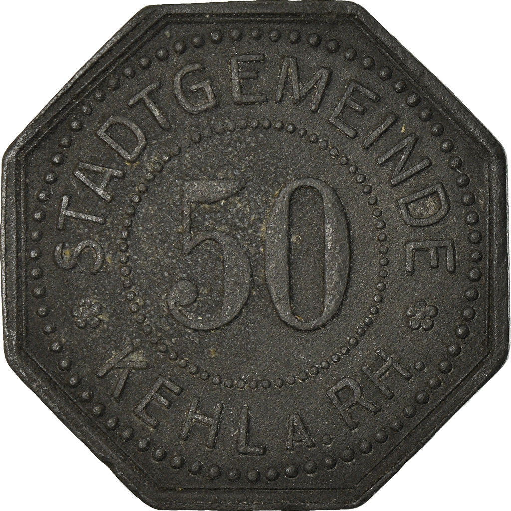Moneta, Germania, Kleingeldersatz, Kehl am Rhein, 50 Pfennig, BB+, Zinco