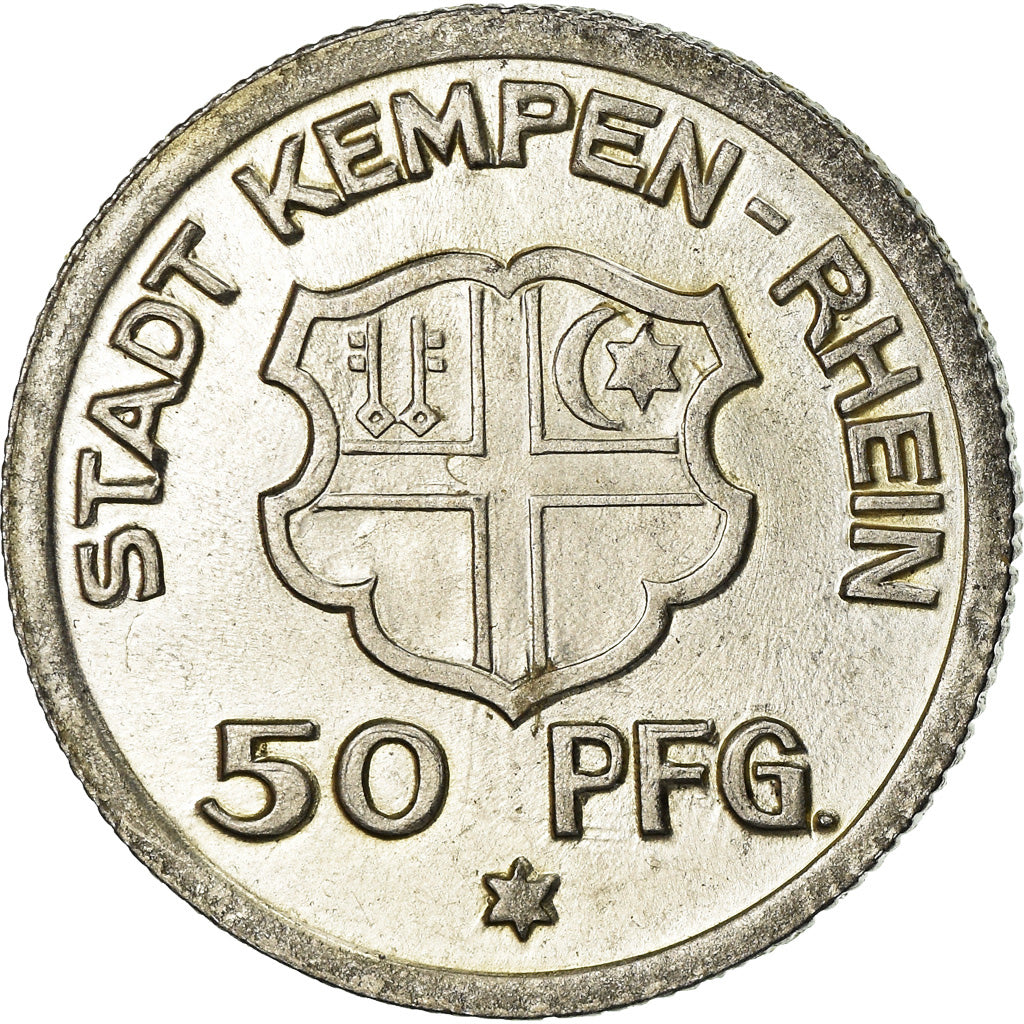 Coin, Germany, Thomas A Kempis, Kempen-Rhein, 50 Pfennig, 1921, AU(55-58), Iron