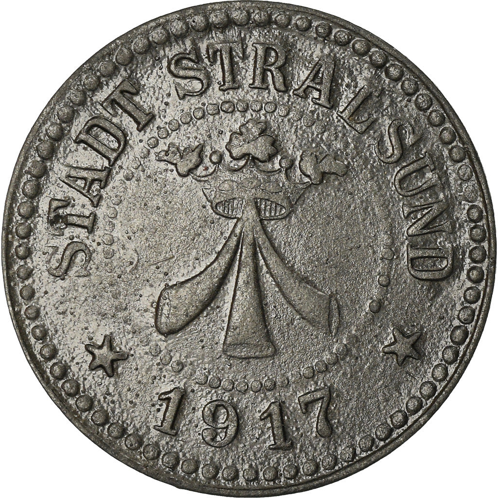 Monnaie, Allemagne, Kriegsgeld, Stralsung, 10 Pfennig, 1917, TTB+, Zinc