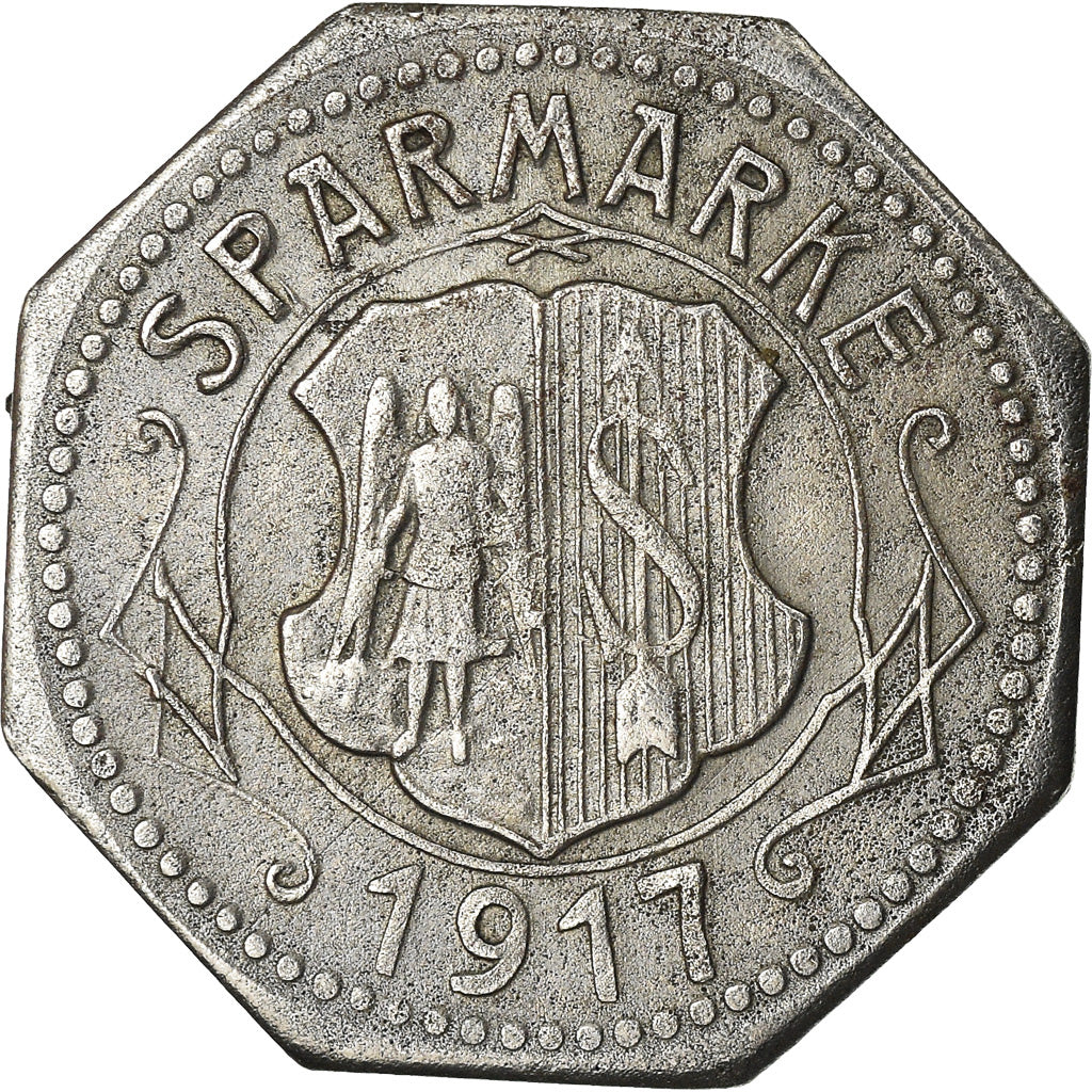 Coin, Germany, Sparmarke, Strehlen, 10 Pfennig, 1917, AU(50-53), Iron
