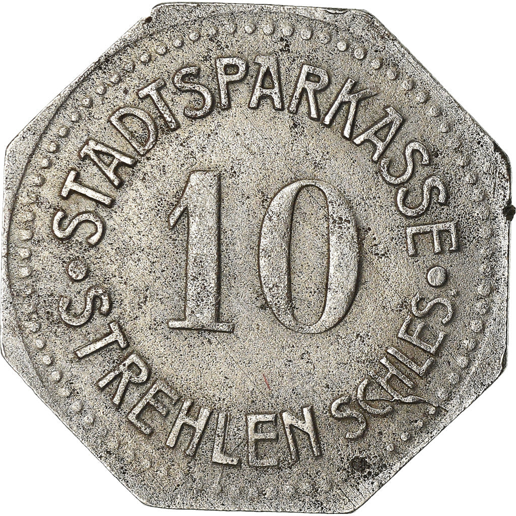 Coin, Germany, Sparmarke, Strehlen, 10 Pfennig, 1917, AU(50-53), Iron
