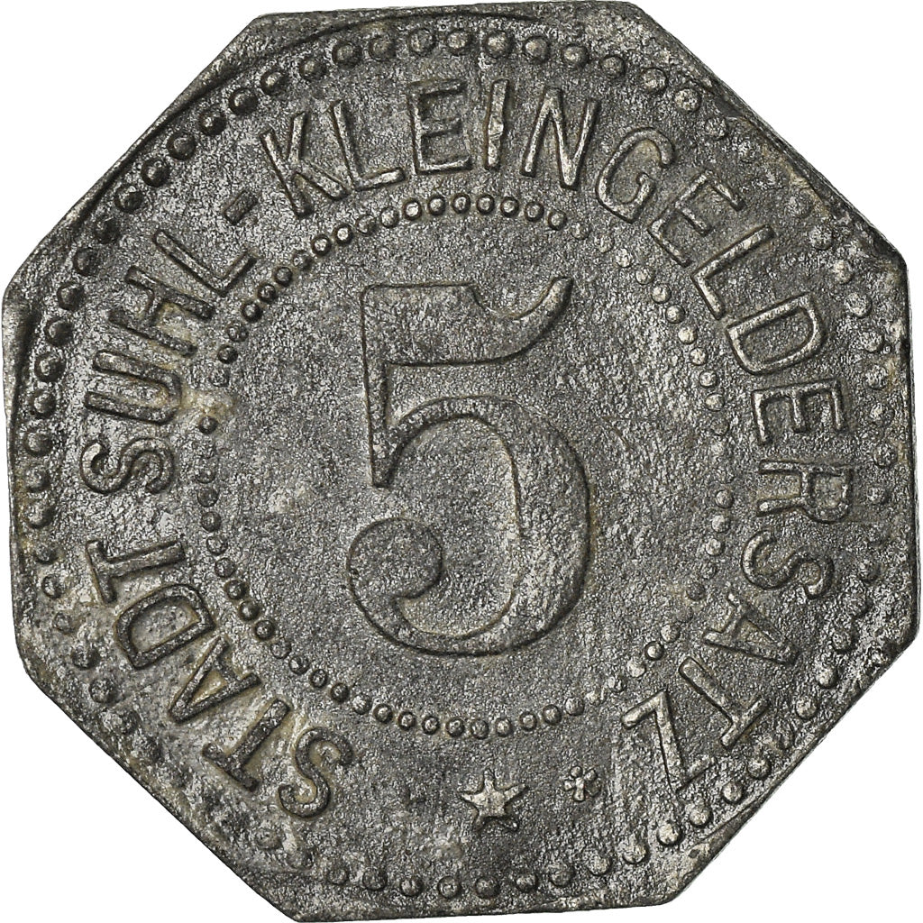 Coin, Germany, Kleingeldersatz, Suhl, 5 Pfennig, AU(50-53), Zinc