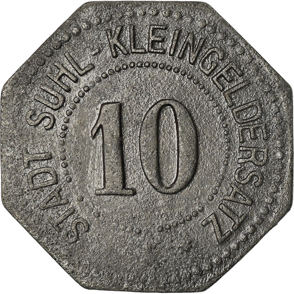 Coin, Germany, Kleingeldersatz, Suhl, 10 Pfennig, EF(40-45), Zinc