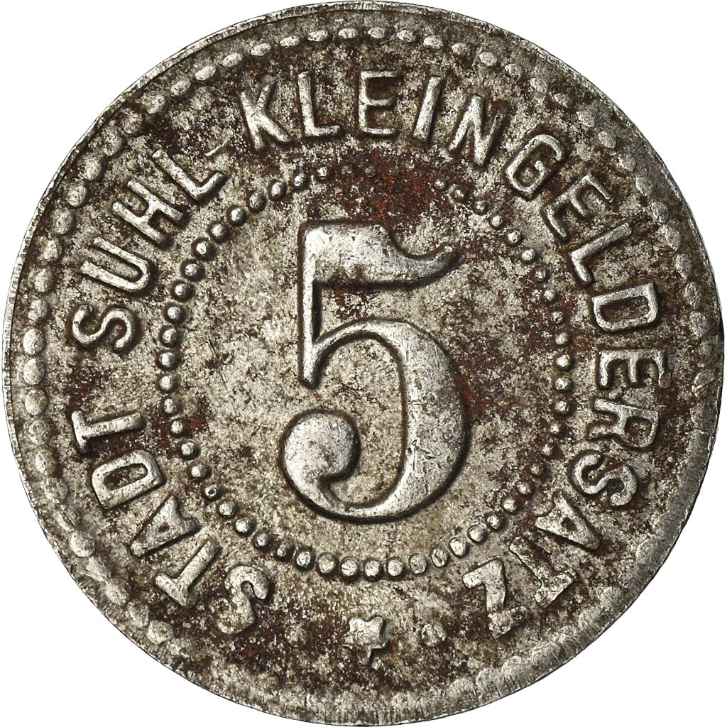 Coin, Germany, Kleingeldersatz, Suhl, 5 Pfennig, EF(40-45), Iron