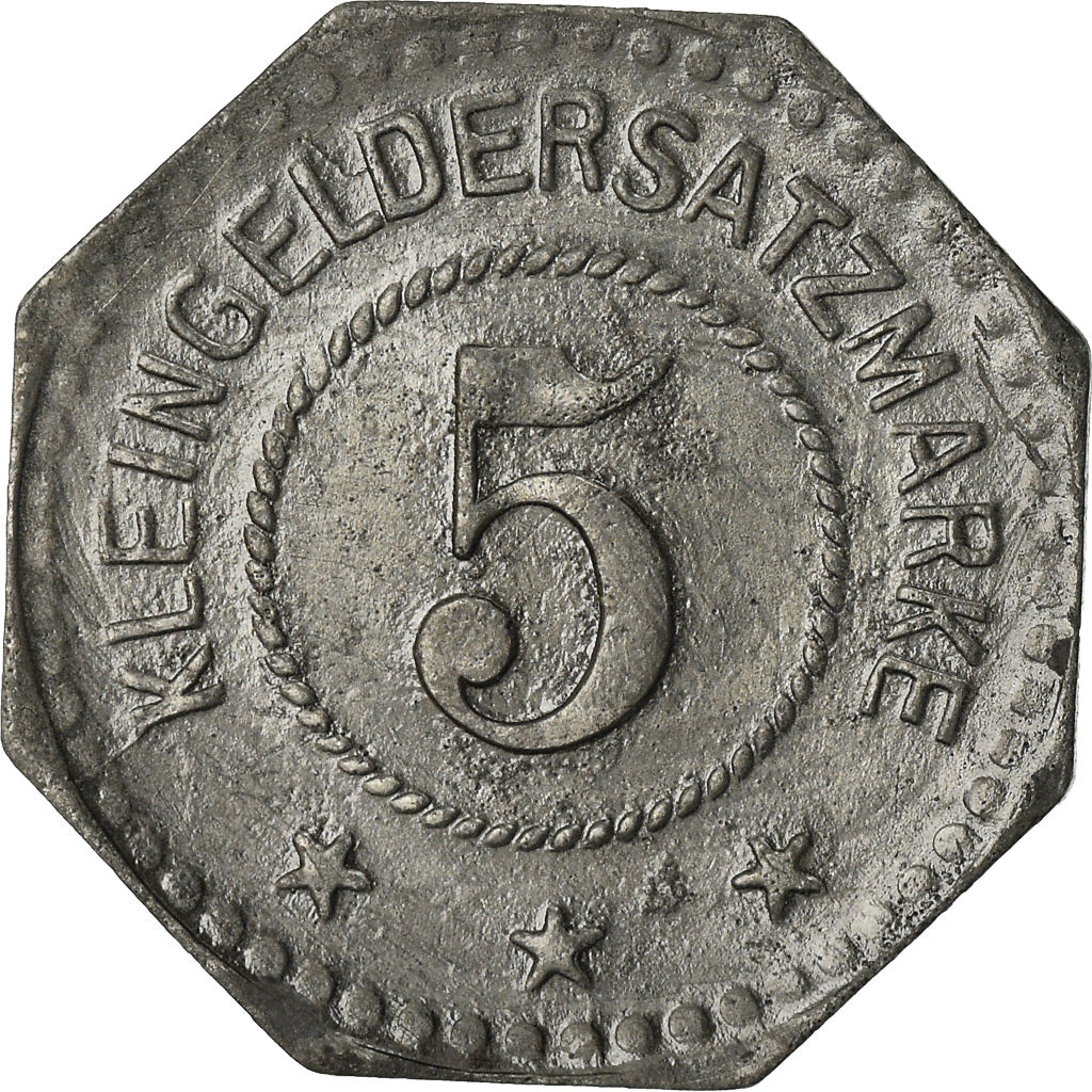 Coin, Germany, Kleingeldersatzmarke, Söemmerda, 5 Pfennig, EF(40-45), Zinc