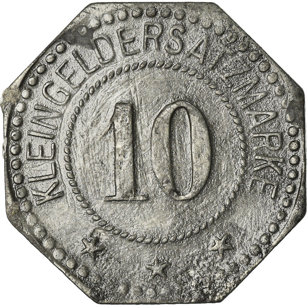 Moneda, Alemania, Kleingeldersatzmarke, Söemmerda, 10 Pfennig, MBC, Cinc