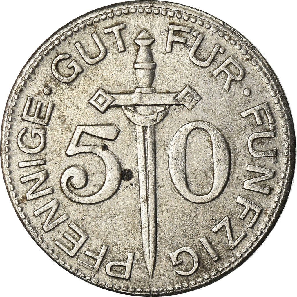 Coin, Germany, Kriegsgeld, Solingen, 50 Pfennig, 1917, AU(50-53), Iron