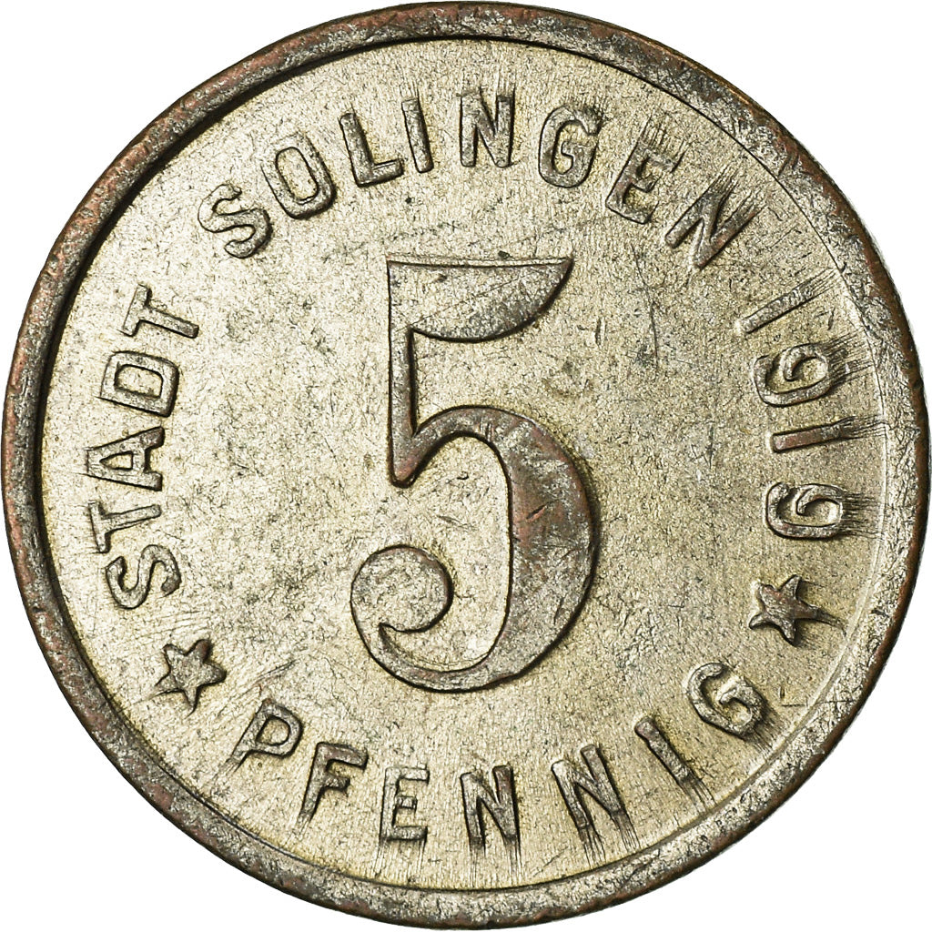 Coin, Germany, Notgeld, Solingen, 5 Pfennig, 1919, AU(50-53), Iron