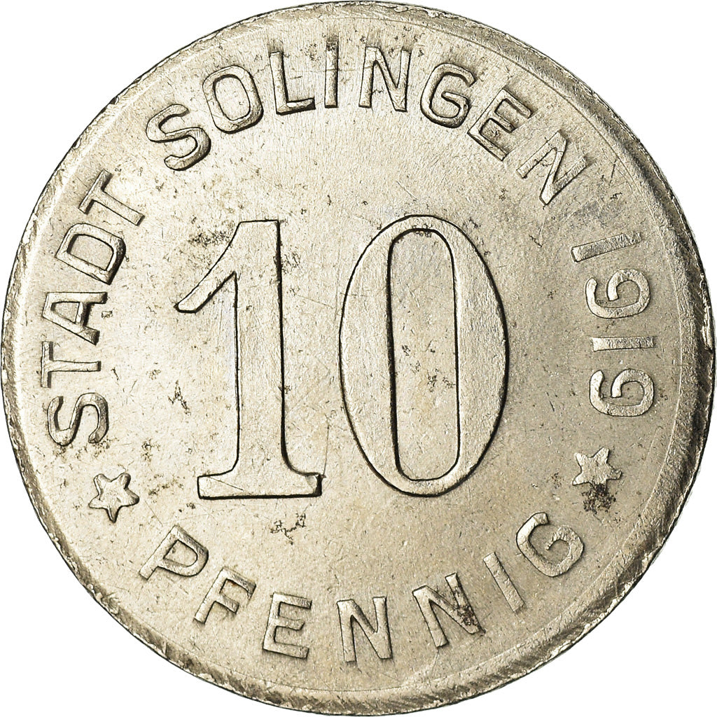 Coin, Germany, Notgeld, Solingen, 10 Pfennig, 1919, MS(63), Iron