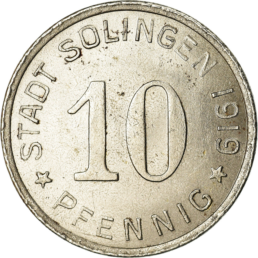 Coin, Germany, Notgeld, Solingen, 10 Pfennig, 1919, MS(63), Iron
