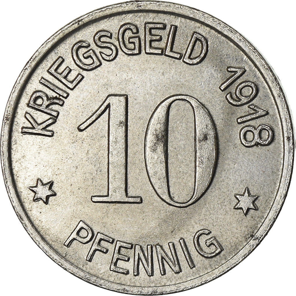 Coin, Germany, Kriegsgeld, Siegen, 10 Pfennig, 1918, AU(55-58), Iron