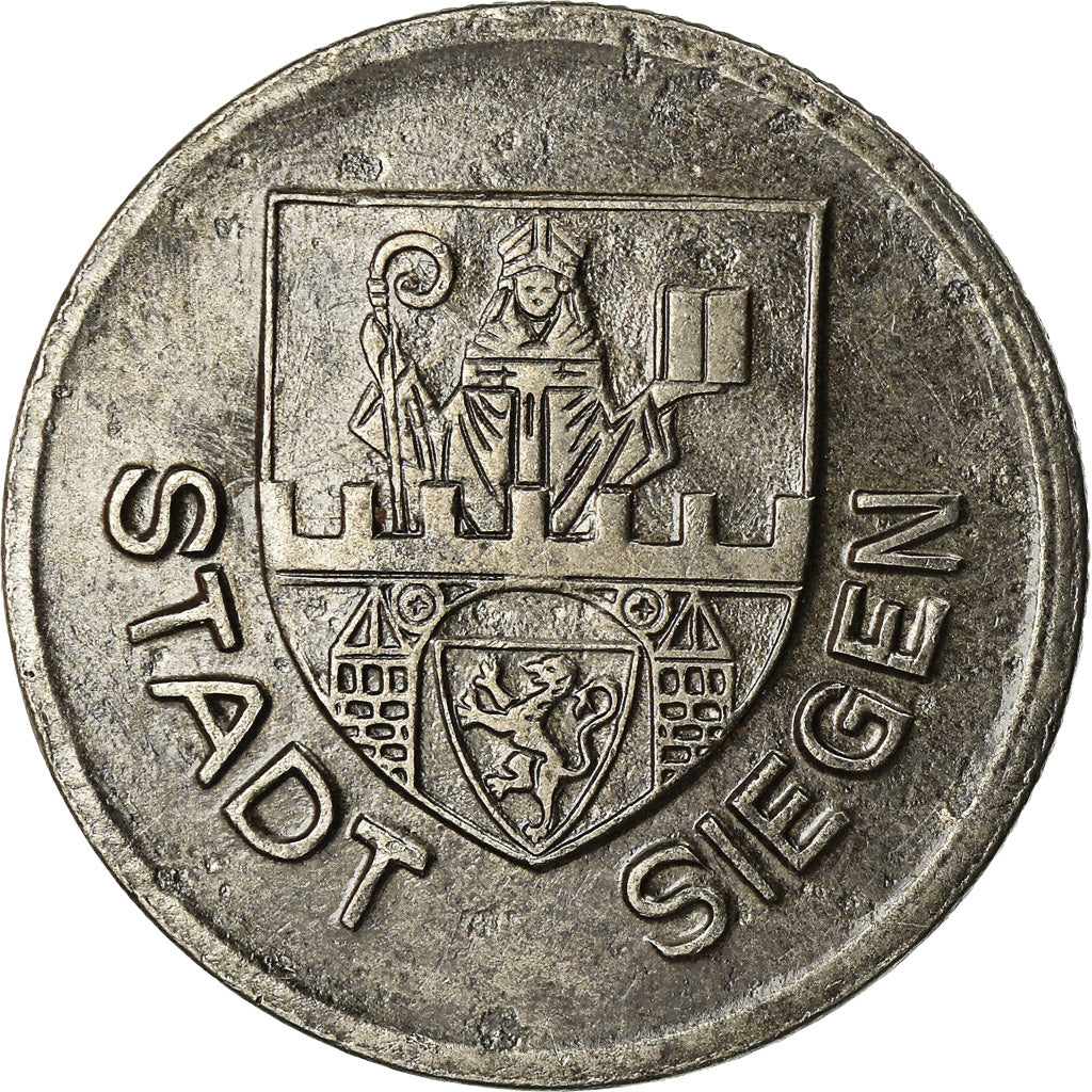 Coin, Germany, Kriegsgeld, Siegen, 50 Pfennig, 1918, AU(55-58), Iron