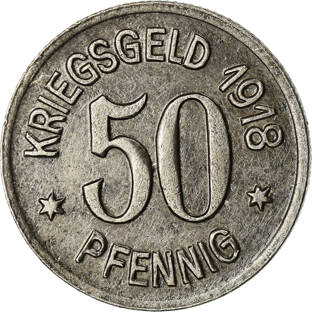 Coin, Germany, Kriegsgeld, Siegen, 50 Pfennig, 1918, AU(55-58), Iron