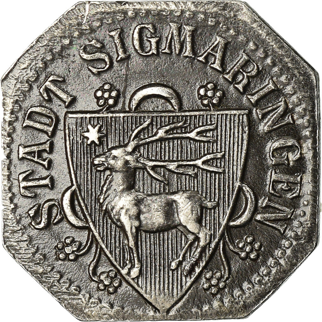 Coin, Germany, Kriegsgeld, Sigmaringen, 5 Pfennig, 1918, AU(50-53), Iron