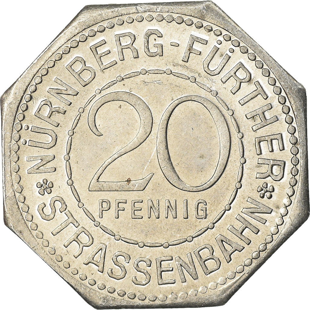 Münze, Deutschland, Strassenbahn, Peter Vischer, Nürnberg-Fürther, 20
