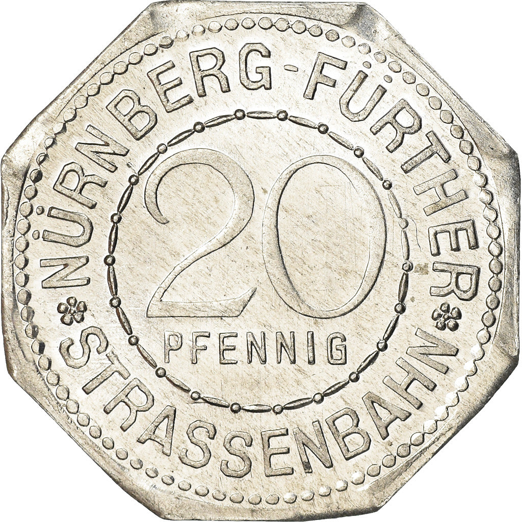 Coin, Germany, Strassenbahn, EPPELEIN SPRUNG, Nürnberg-Fürther, 20 Pfennig