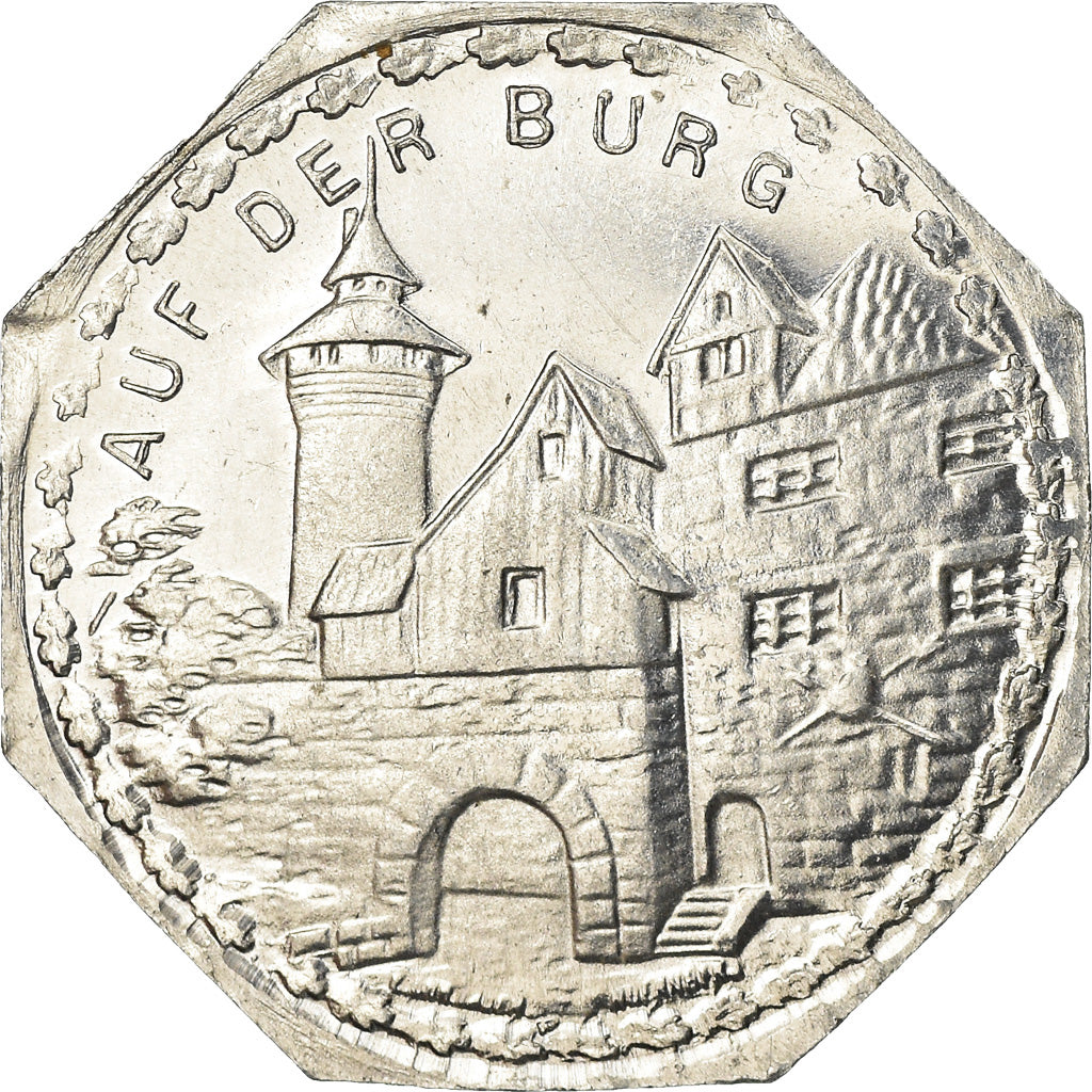 Münze, Deutschland, Strassenbahn, AUF DER BURG, Nürnberg-Fürther, 20 Pfennig