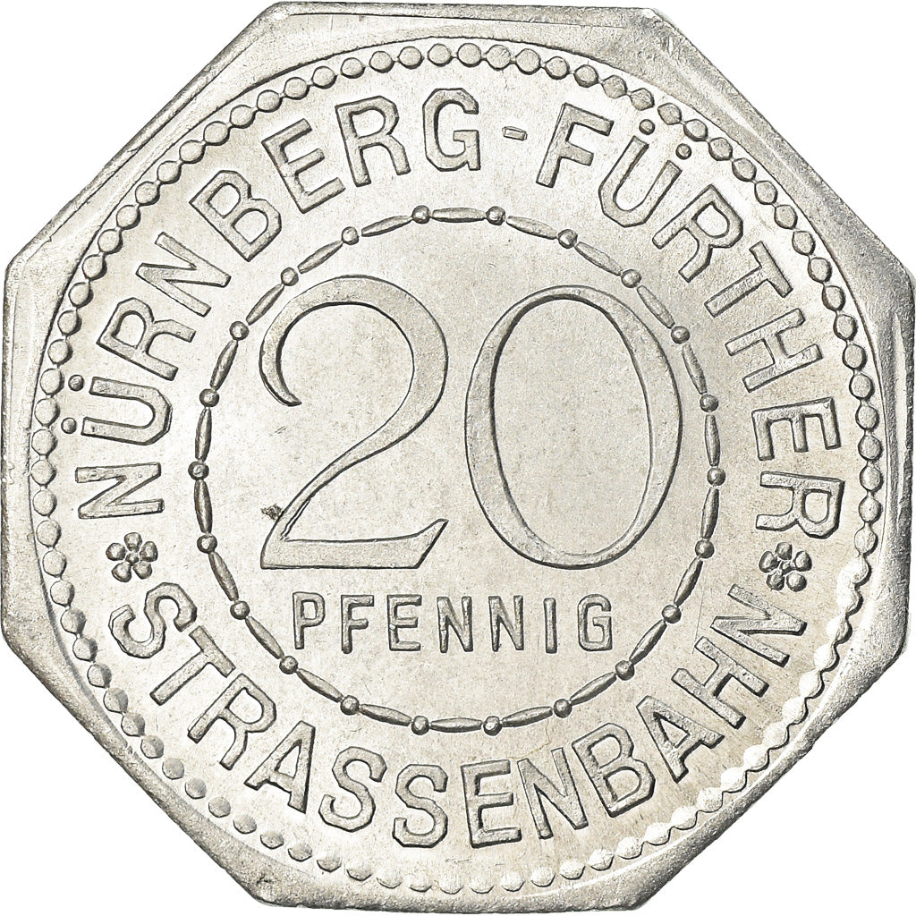 Münze, Deutschland, Strassenbahn, TOPPLER-HAUS, Nürnberg-Fürther, 20 Pfennig
