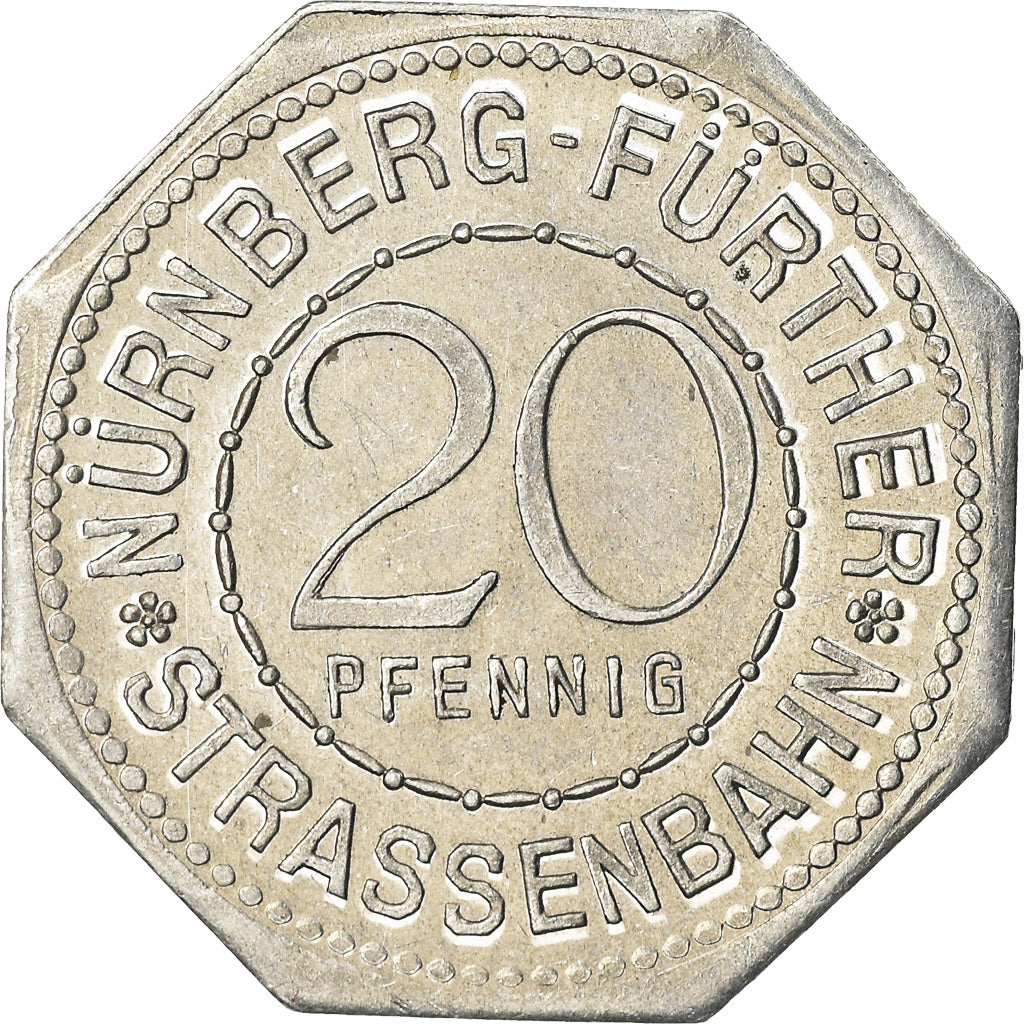 Moneda, Alemania, Strassenbahn, HANS SACHS, Nürnberg-Fürther, 20 Pfennig, SC