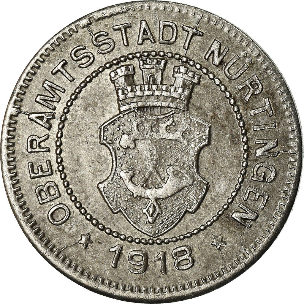 Moeda, Alemanha, Kriegsgeld, Nürtingen, 10 Pfennig, 1918, AU(50-53), Ferro