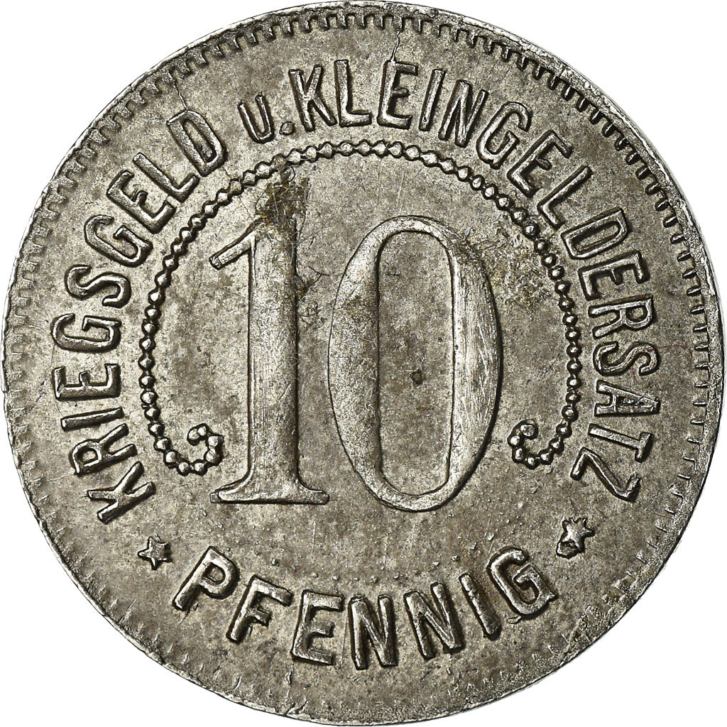 Moeda, Alemanha, Kriegsgeld, Nürtingen, 10 Pfennig, 1918, AU(50-53), Ferro